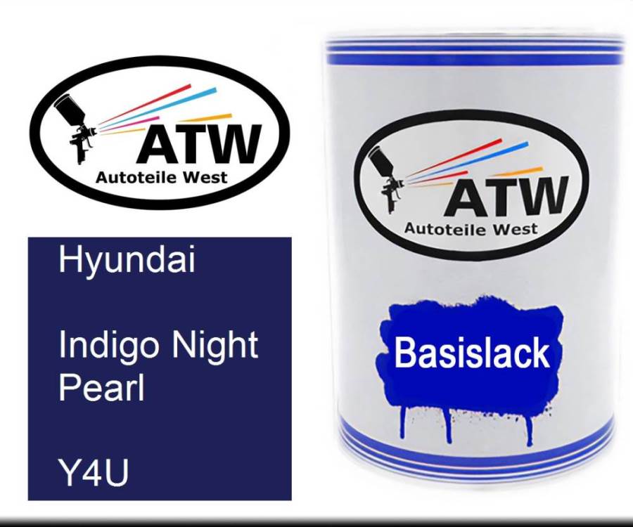 Hyundai, Indigo Night Pearl, Y4U: 500ml Lackdose, von ATW Autoteile West.